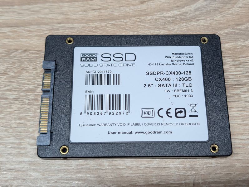 SSD Goodram CX400 128Gb 2.5" Життя 100% Б/В
